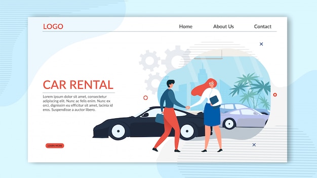 Landingspagina professionele autoverhuurservice Premium Vector