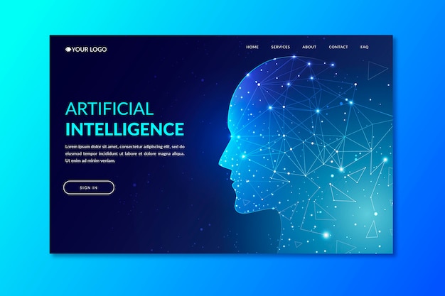 Landingspagina-sjabloon kunstmatige intelligentie Gratis Vector