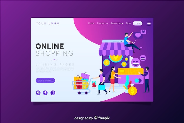 Landingspagina voor online winkelen Gratis Vector