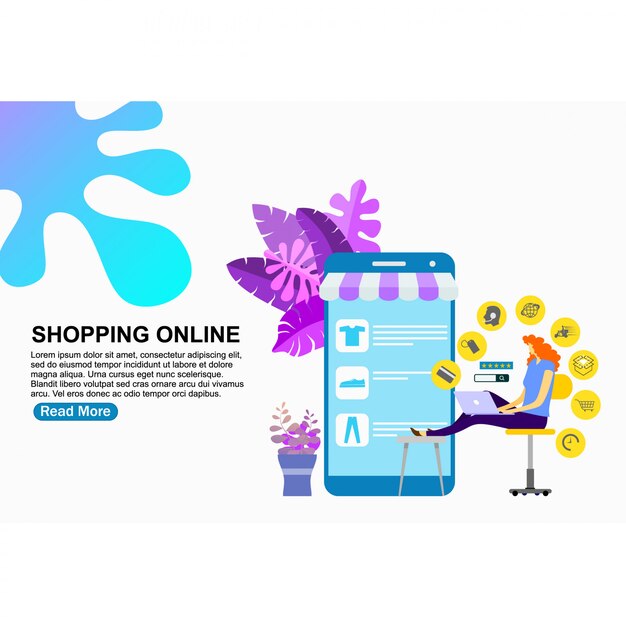 Landingspaginasjabloon online winkelen Premium Vector