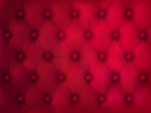 Lederen achtergrond met knopen. rode elegante stoffen gewatteerde textuur met symmetrische genaaide knopen Gratis Vector