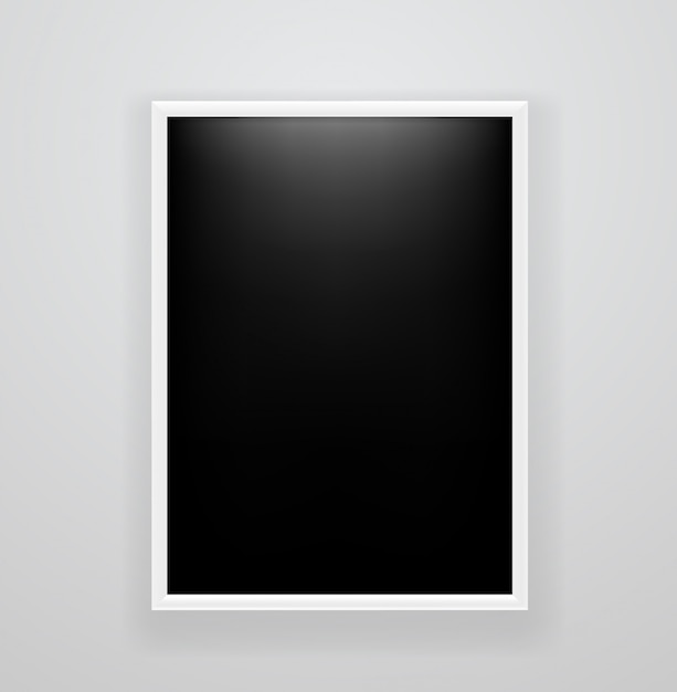 Leeg wit photoframe met zwarte lege achtergrond Premium Vector