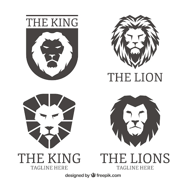 Leeuwen logo's, zwarte kleur Gratis Vector
