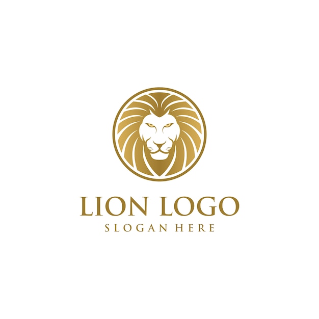 Leeuwenkop logo ontwerpconcept Premium Vector