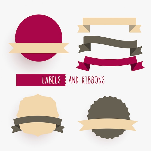 Lege linten en etiketten ontwerpset elementen Gratis Vector