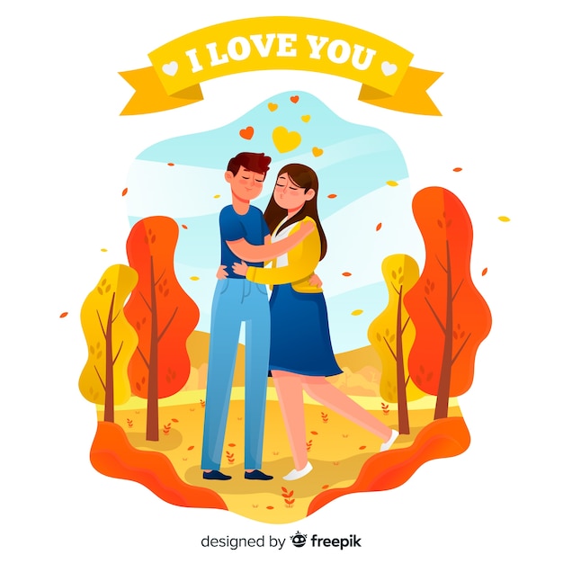 Leuk paar dat in liefde samen van een dag geniet Gratis Vector