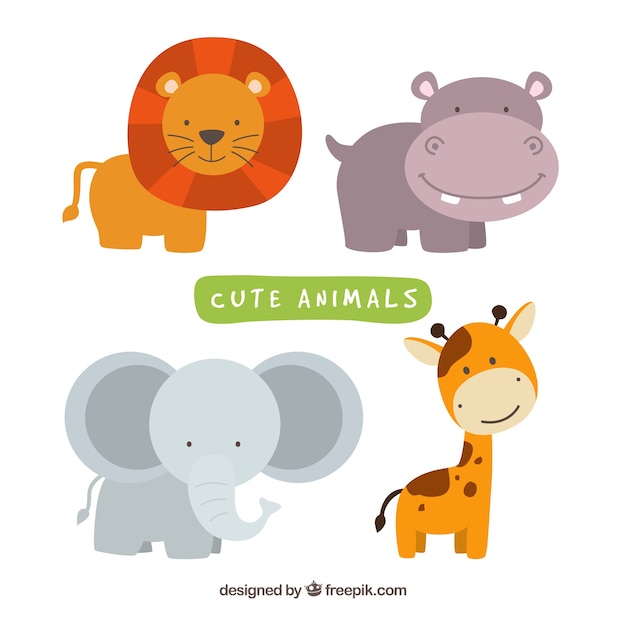 Download Leuk pak van smiley wilde dieren | Gratis Vector