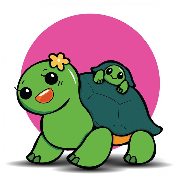 Leuk schildpadbeeldverhaal., leuk dierlijk concept. Premium Vector