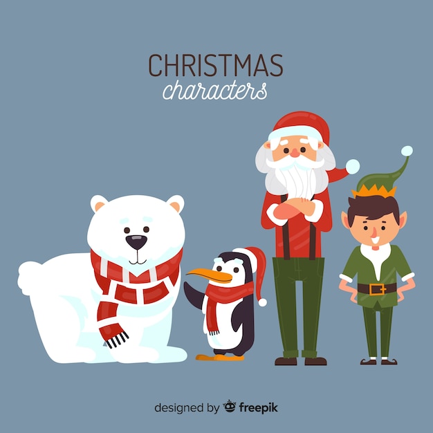 Leuke verzameling van kerstmis in plat design Gratis Vector