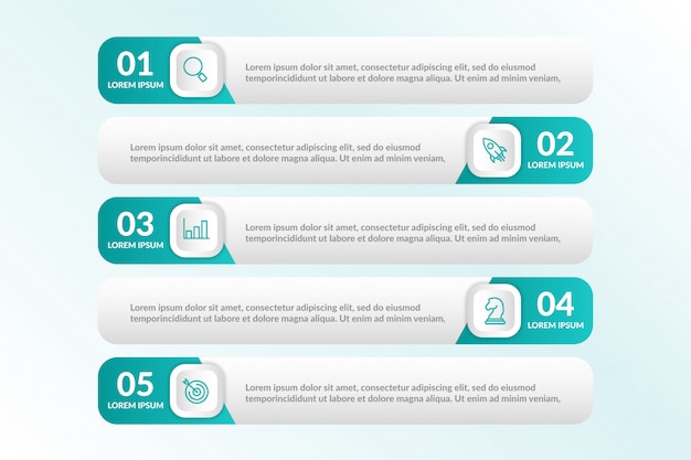 Lijst infographic ontwerp met 5 lijsten info Premium Vector