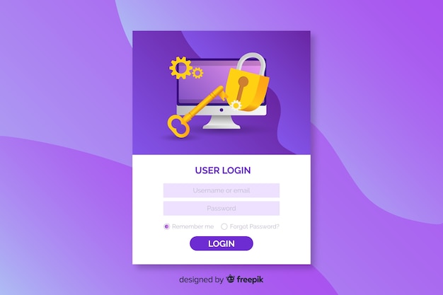 Log in bestemmingspagina met e-mailadres en wachtwoord Gratis Vector