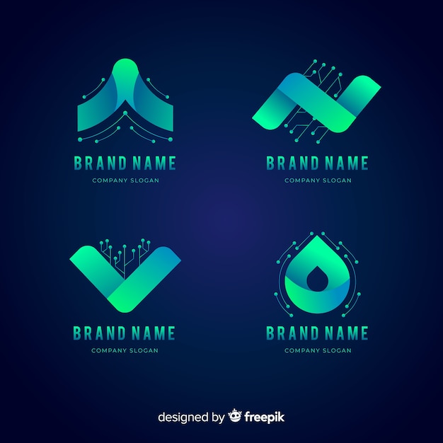Logo-collectie in gradiënttechnologiestijl Gratis Vector