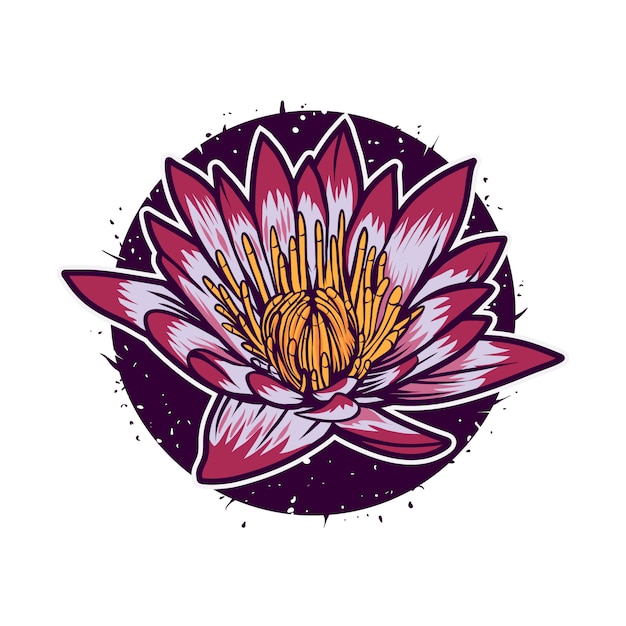 Lotusbloem vector illustratie met cirkel kleurrijke geïsoleerd Premium Vector