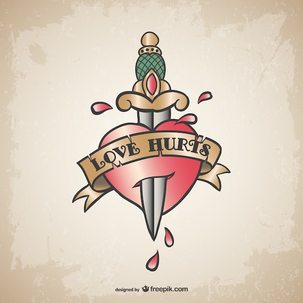 Love hurts tattoo ontwerp | Gratis Vector