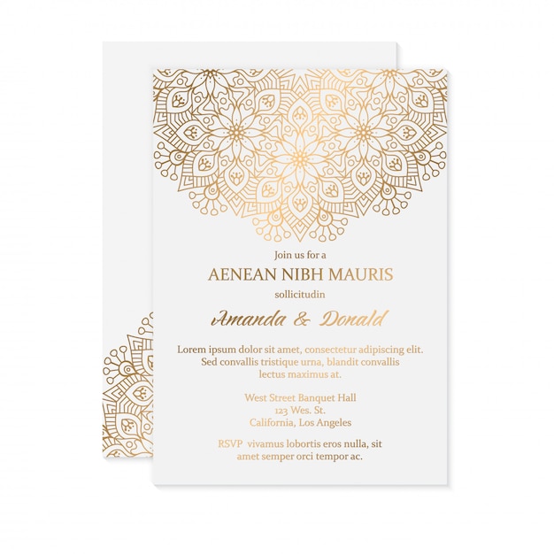 Luxe bruiloft uitnodiging kaartsjabloon Gratis Vector