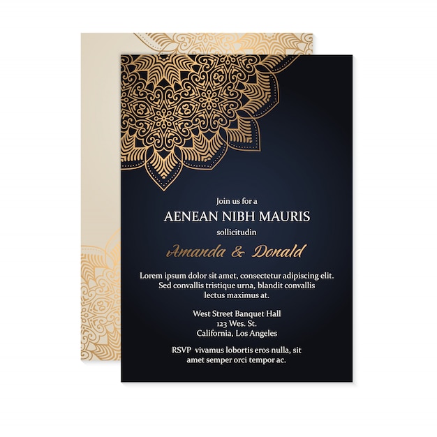 Luxe bruiloft uitnodiging kaartsjabloon Gratis Vector