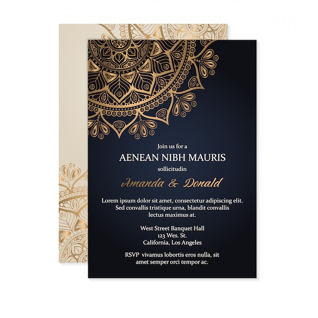 Luxe bruiloft uitnodiging Premium Vector