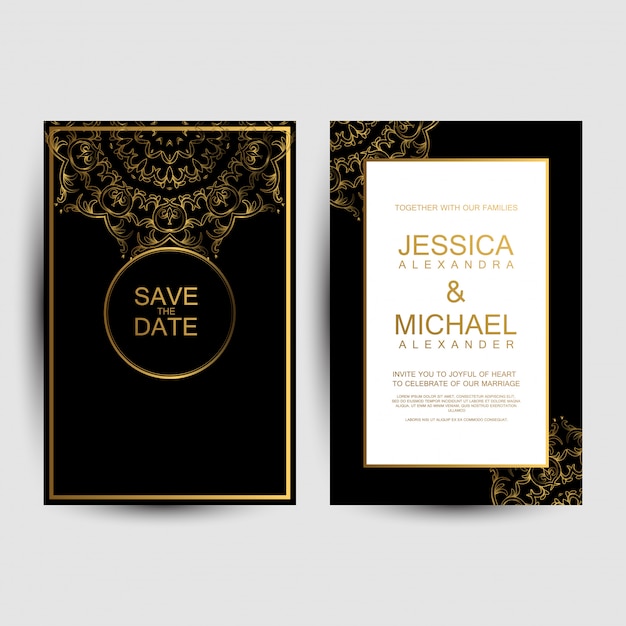 Luxe bruiloft uitnodigingskaarten Premium Vector