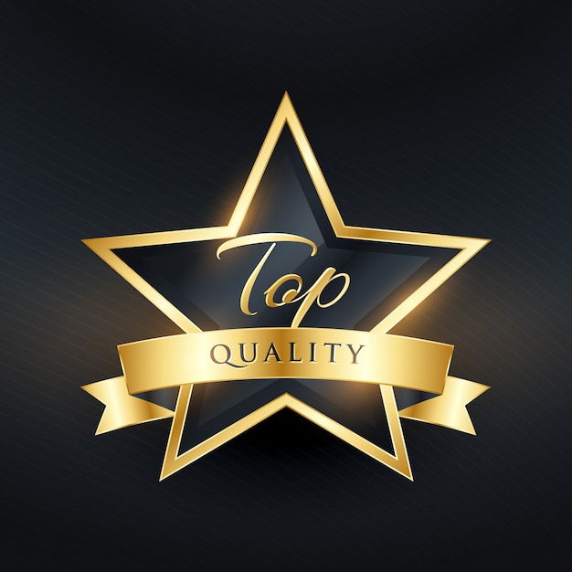 Luxe kwaliteitslabel ontwerp met gouden lint Gratis Vector