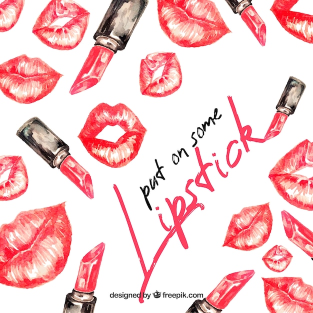 Make-up achtergrond in aquarel stijl Gratis Vector