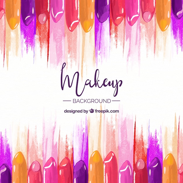 Make-up achtergrond met kleurrijke lippenstift Gratis Vector