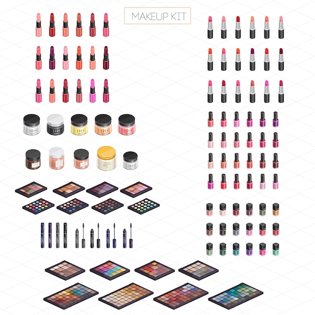 Make-up kit isometrisch Premium Vector