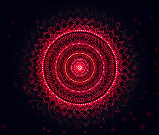 Mandala met mooie zachte rode & zwarte gradiëntachtergrond rood Premium Vector