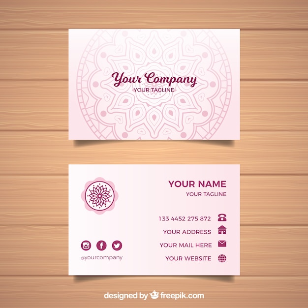 Mandala visitekaartjesjabloon Gratis Vector