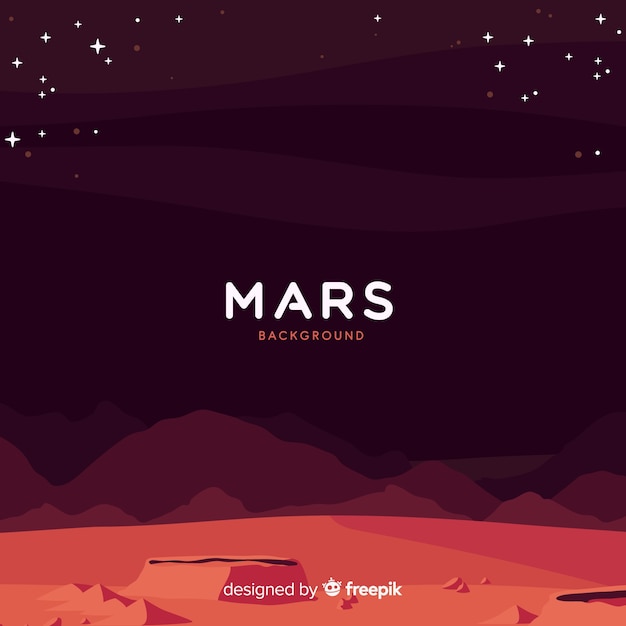 Mars-landschapsachtergrond met vlak ontwerp Gratis Vector