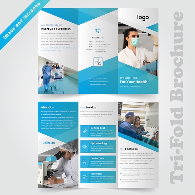 Medisch trifold brochureontwerp voor het ziekenhuis Premium Vector