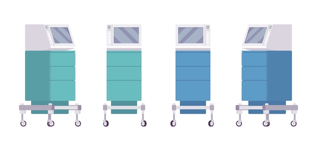 Medische monitor kar set Premium Vector