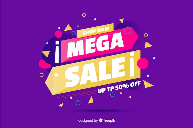 Mega verkoopachtergrond met de elementen van memphis Gratis Vector