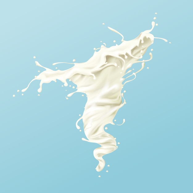 Melkwerveling of witte verfspatten of draaikolk met druppels en splatters Gratis Vector