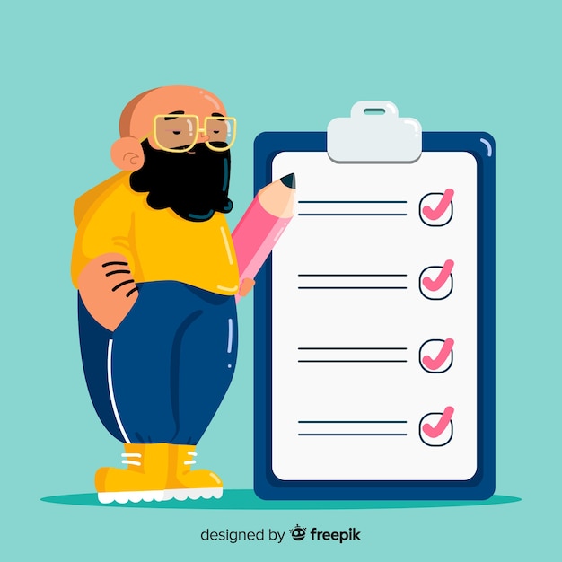 Mens die reuzecontrolelijst controleert Gratis Vector