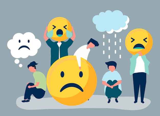 Mensen met depressie en verdriet Gratis Vector