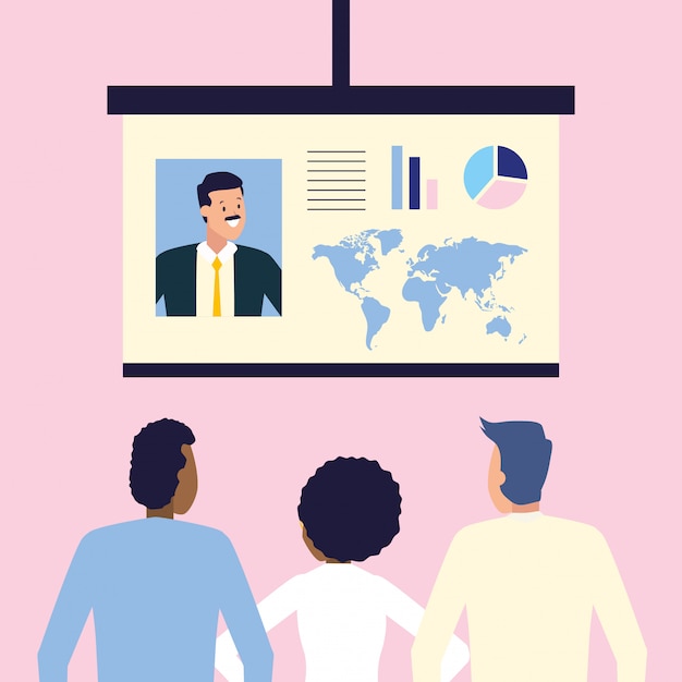 Mensen uit het bedrijfsleven op het werk Gratis Vector