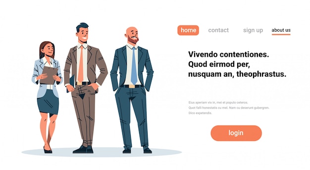 Mensen uit het bedrijfsleven team op zoek iets banner Premium Vector