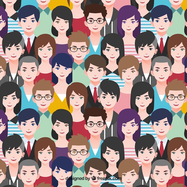 Mensenpatroon met plat ontwerp Gratis Vector