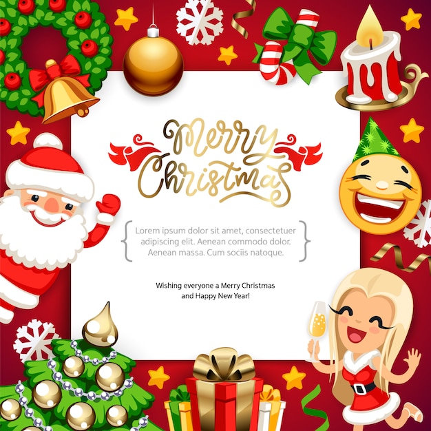 Merry christmas achtergrond met kopie ruimte op rood | Premium Vector