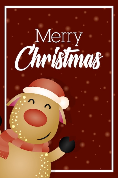 Merry christmas-achtergrond met leuk rendierkarakter | Gratis Vector