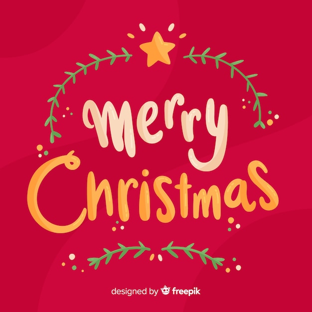 Merry christmas belettering achtergrond | Gratis Vector