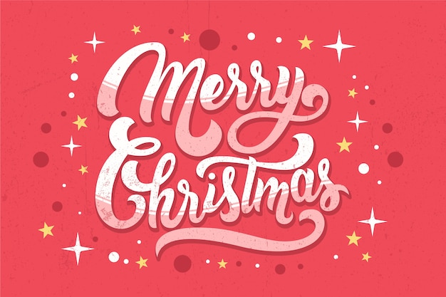 Merry christmas belettering op kerstmis foto | Gratis Vector