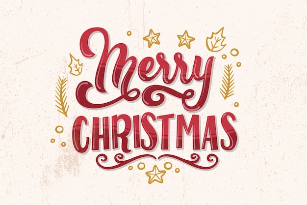 Merry christmas belettering op kerstmis foto | Gratis Vector