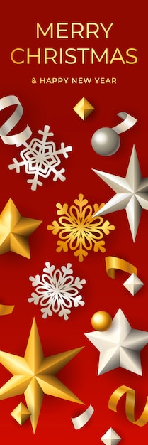 Merry christmas verticale banner | Gratis Vector