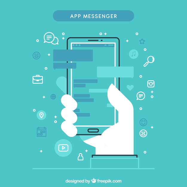 Messenger-app voor mobiel in vlakke stijl Gratis Vector