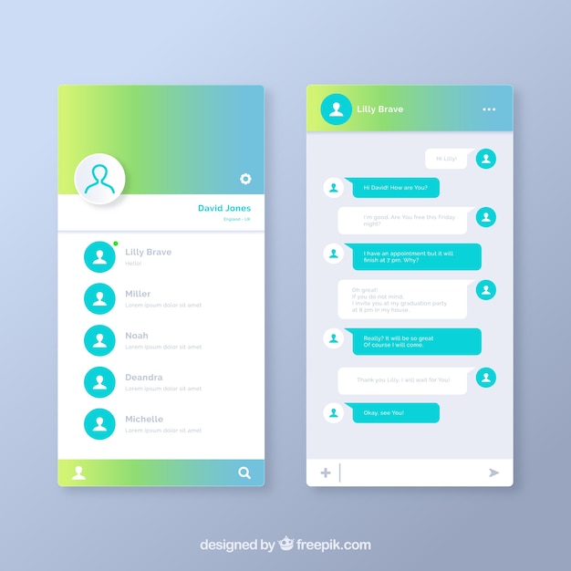 Messenger-applicatie voor mobiele telefoons in gradiëntstijl Gratis Vector