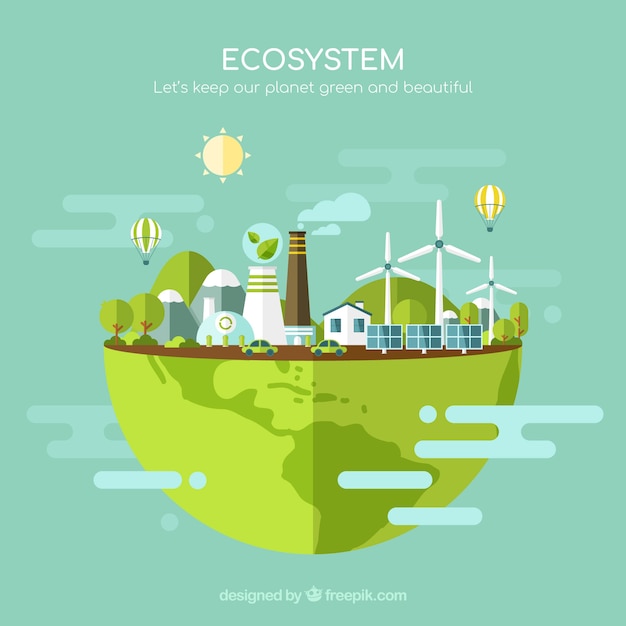 Milieu en ecosysteemconcept Gratis Vector