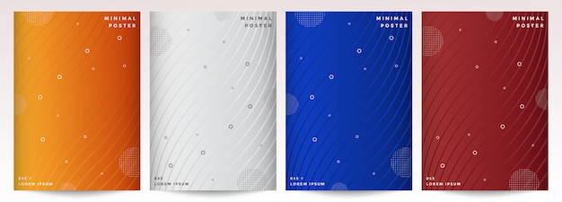 Minimaal modern omslagontwerp met abstracte geometrische lijn achtergrond instellen Premium Vector