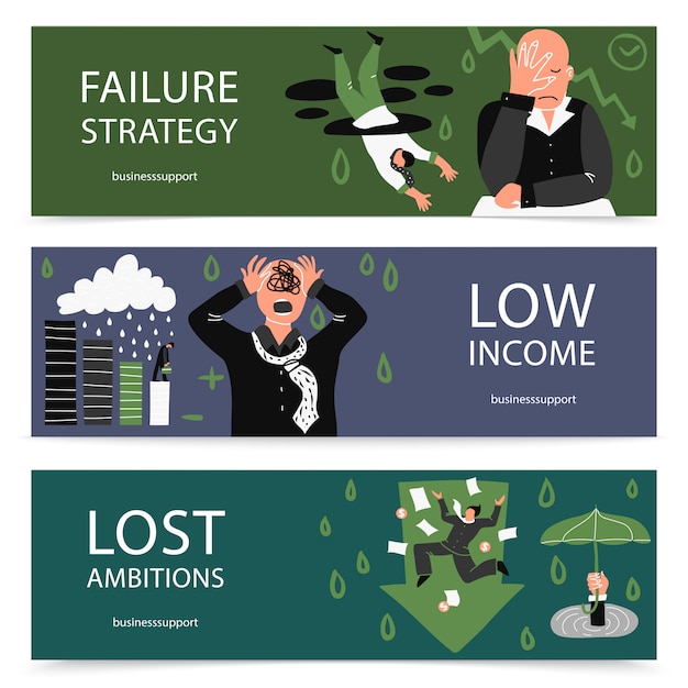 Mislukking zakelijke banner set Gratis Vector