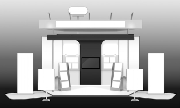 Mockup tentoonstellingstent 3d-ontwerp Gratis Vector